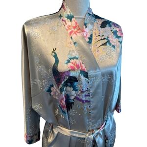 Real Silk Floral Peacock Robe